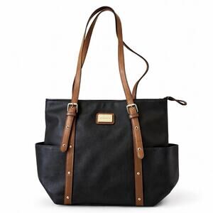 Jacklyn Smith Bronze Hobo Shoulder Bag Tote Satchel Handbag Stitch Detail Large